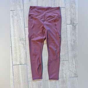 Maroon Fabletics Pureluxe Crossover Leggings with Pockets
